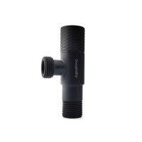 Кран угловой нержавеющая сталь AQUASTRONG D8 M1/2 х M1/2 (D814) черный
