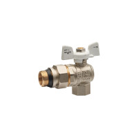 Кран шаровый со сгоном угловой Brass 15 1/2 белая бабочка
