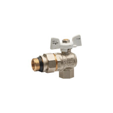 Кран шаровой с сгоном угловый Brass 20 3/4 белая бабочка