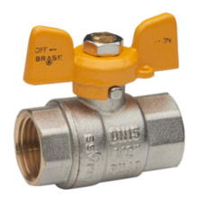Кран шаровый Brass для газа ВВ 1/2 желтый бабочка 