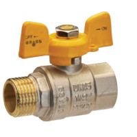Кран шаровый Brass для газа ЗВ 1/2 желтый бабочка
