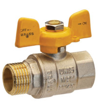 Кран шаровый Brass для газа ЗВ 1/2 желтый бабочка