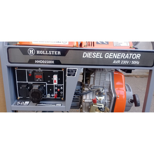 Генератор Hollster 230V/50HZ, 5,0 - 5,5 KW (ручной стартер) дизель (HHDE6500Х)